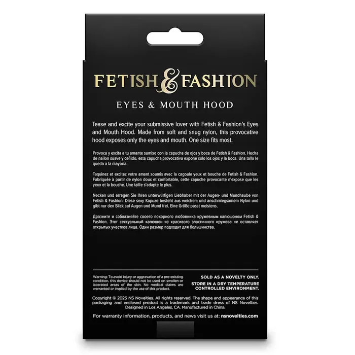 NS Novelties Vibrators Fetish Fashion Eyes and Mouth Hood