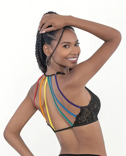 Pride Lace Rainbow Strappy Top Black OS Escante Anal