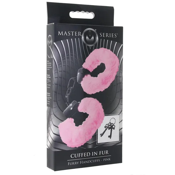 Master Series Cuffed In Fur Furry Handcuffs pink cherry Male Sex Toys