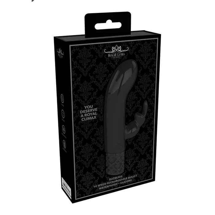 Shots America LLC Royal Gems Dazzling Bullet Black Vibrators
