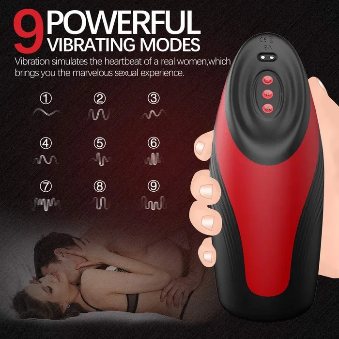 Male Sex Toys Lusty Age 6 Powerful Pinch Sucking and 9 Vibrating Modes Male Masturbator Cup