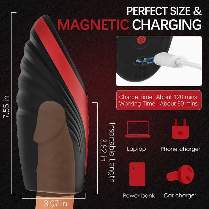 Male Sex Toys Lusty Age 6 Powerful Pinch Sucking and 9 Vibrating Modes Male Masturbator Cup