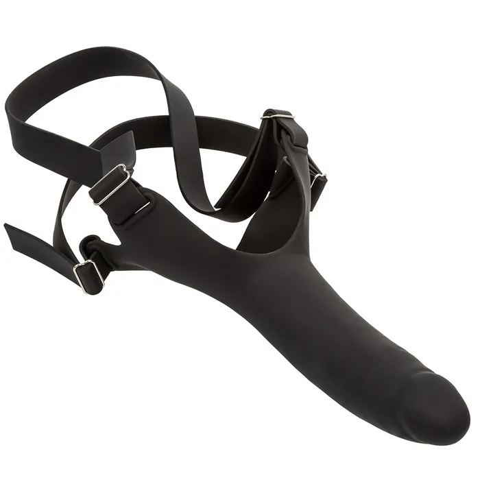 Accommodator Silicone Chin Strap Dildo in Black CalExotics Female Sex Toys