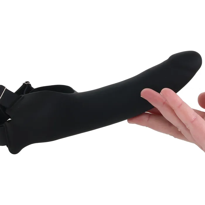 Accommodator Silicone Chin Strap Dildo in Black CalExotics Female Sex Toys