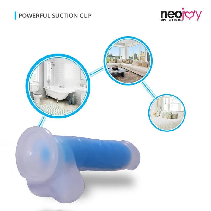 Anal Neojoy Neojoy Luminous Dildo Pure Silicone transparent with suction cup Blue 83 inch 19cm
