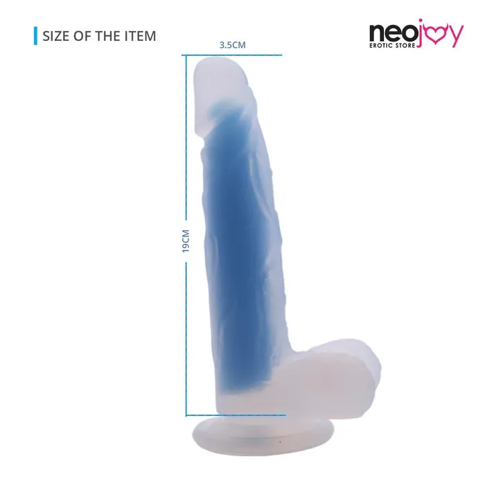 Anal Neojoy Neojoy Luminous Dildo Pure Silicone transparent with suction cup Blue 83 inch 19cm