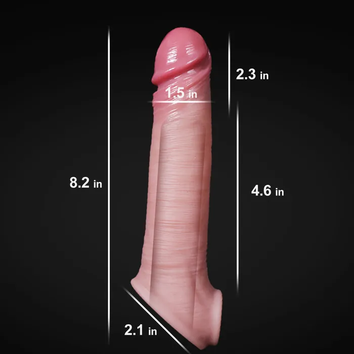 Dear Rabbits FN88 Soft Realistic Light Skin Color Silicone Penis Extender 7 Inch with Ball Loop Male Sex Toys