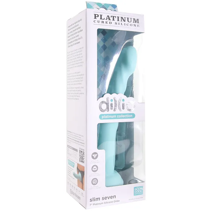 Female Sex Toys Pipedream Dillio Platinum Slim Seven Dildo in Teal