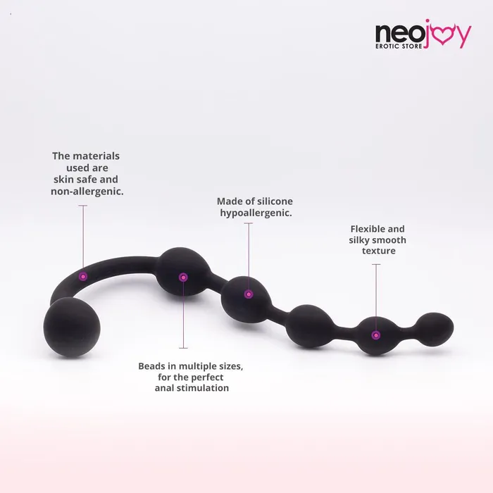 Neojoy Anal Neojoy Medium Anal Beads Silicone Black 118 Inch 30cm