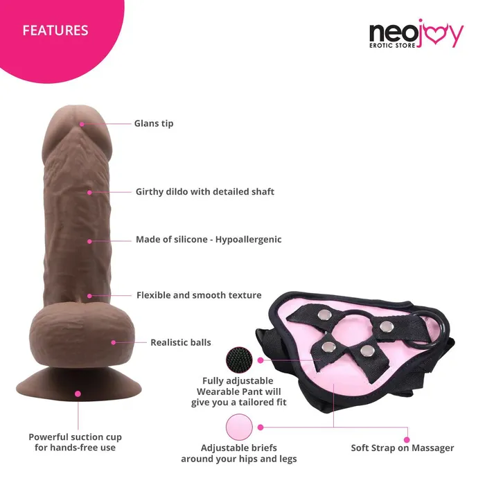 Neojoy Fillmeup Dildo With StrapOn Dong Lesbian Sex Toy Brown Neojoy Female Sex Toys