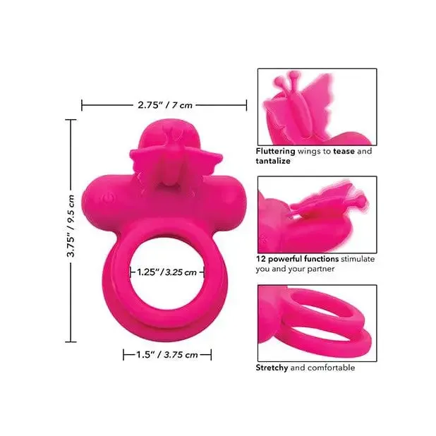 Silicone Rechargeable Butterfly Dual Ring CalExotics Female Sex Toys Silicone Rechargeable Butterfly Dual Ring CalExotics Female Sex Toys