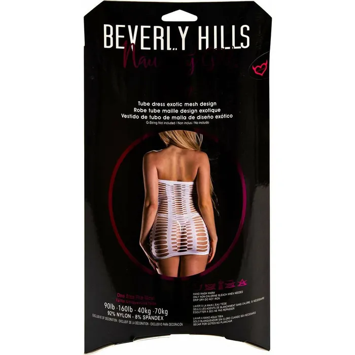 Vibrators Beverly Hills Naughty Girl Wide Mesh Tube Dress White One Size Beverly Hills