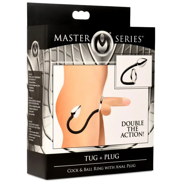 XR Brands Male Sex Toys Tug And Plug Cock And Ball Ring With Anal Plug